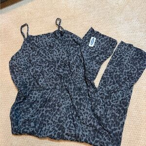 Old Navy Charcoal Animal Print Jumpsuit